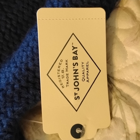 St. John Bay Woman's American Navy Mock Cable Sweater, Size: M, NWT - Picture 4 of 10